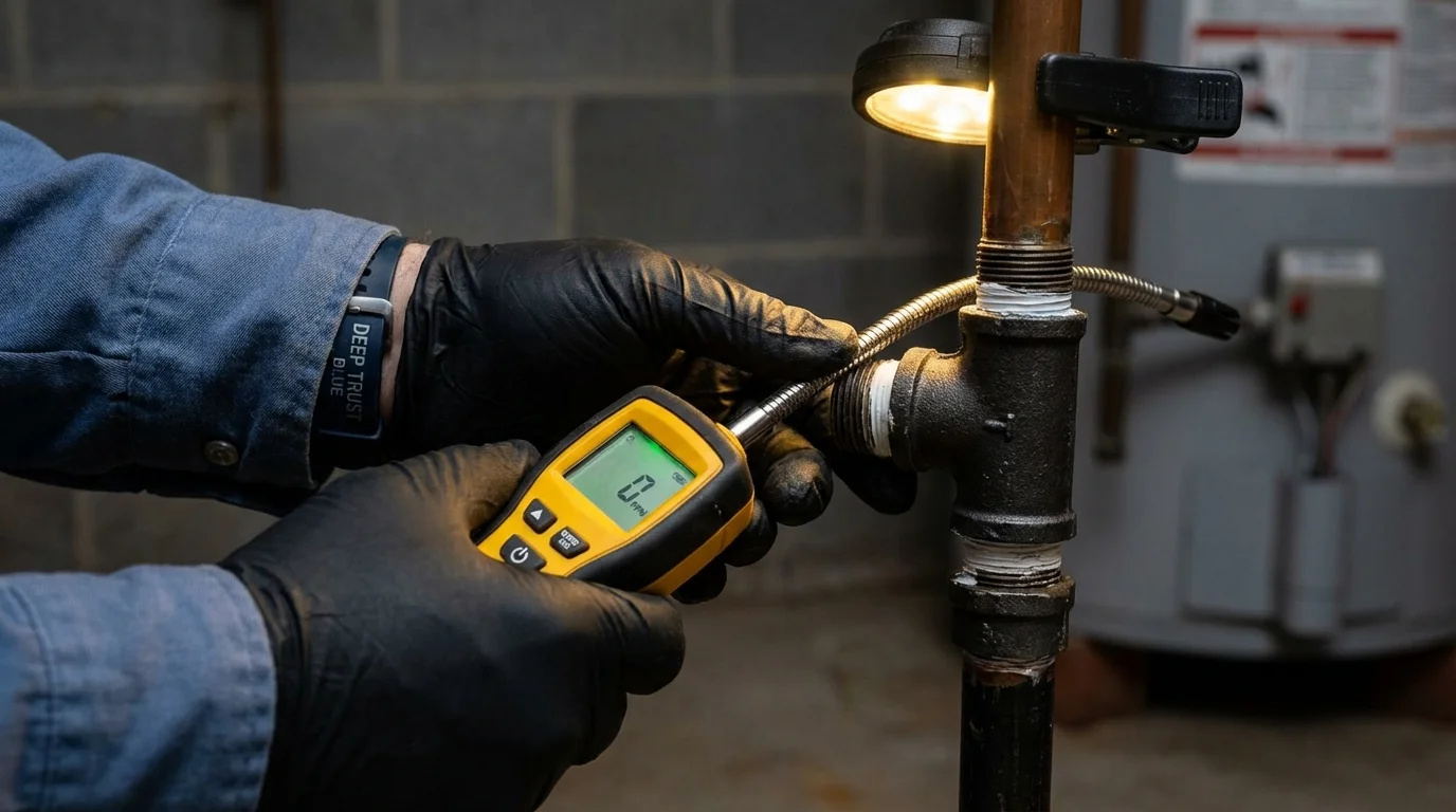 Gas leak detection with electronic sniffer by Johns Plumbing LLC in Northbridge
